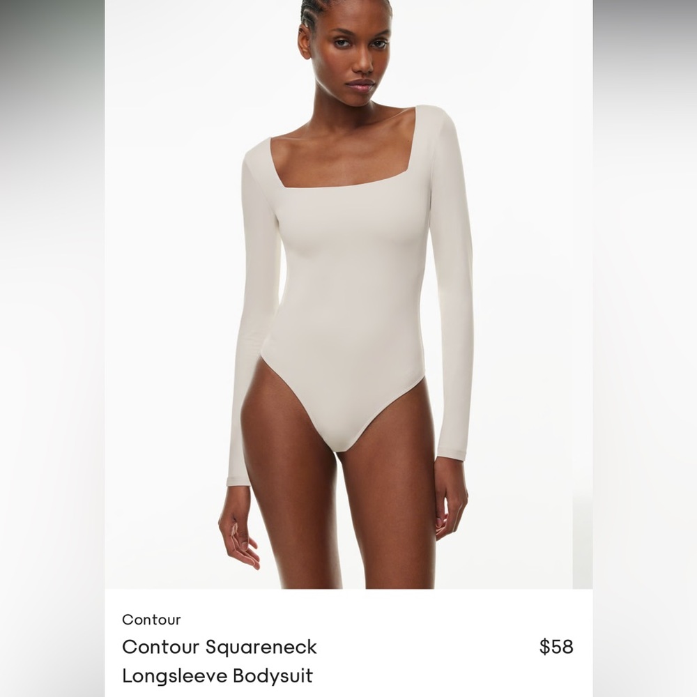 Aritzia Matte Pearl Babaton Contour Squareneck Longsleeve Bodysuit